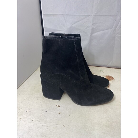 Lucky Brand Rainns Bootie Ankle Boots Chunky Heel Black Suede Size 7.5 M - Picture 2 of 10